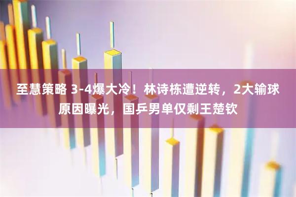 至慧策略 3-4爆大冷！林诗栋遭逆转，2大输球原因曝光，国乒男单仅剩王楚钦