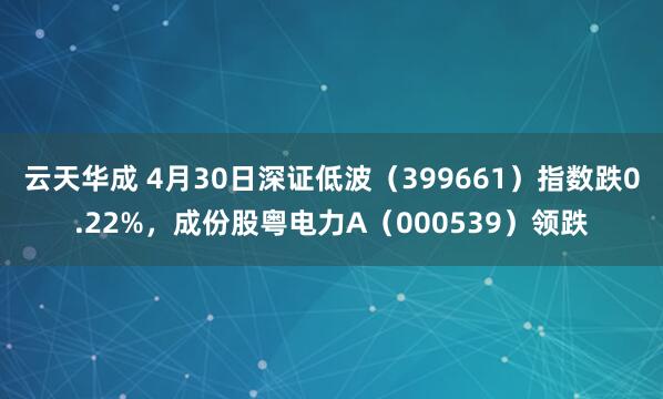 云天华成 4月30日深证低波（399661）指数跌0.22%，成份股粤电力A（000539）领跌
